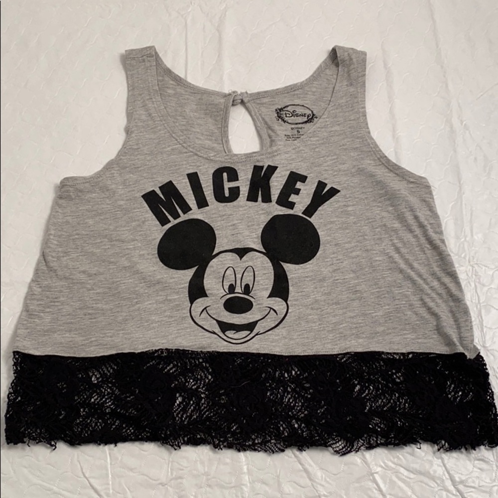 Disney Mickey Mouse crop top gray and black S